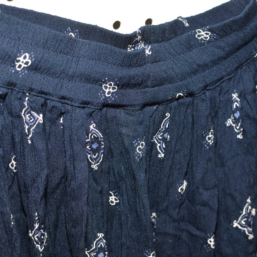Plus Size 1X The Vermont Country Store Navy Blue Crinkle Full Maxi Skirt - Picture 8 of 14